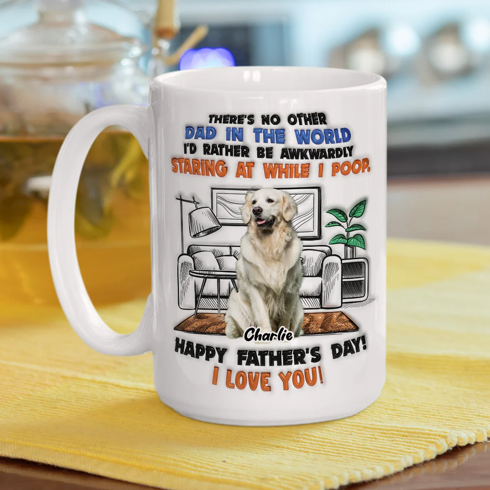 Staring At While I Poop Funny Dog Photo - Personalized Custom 3D Inflated Effect Coffee Mug - Image 3
