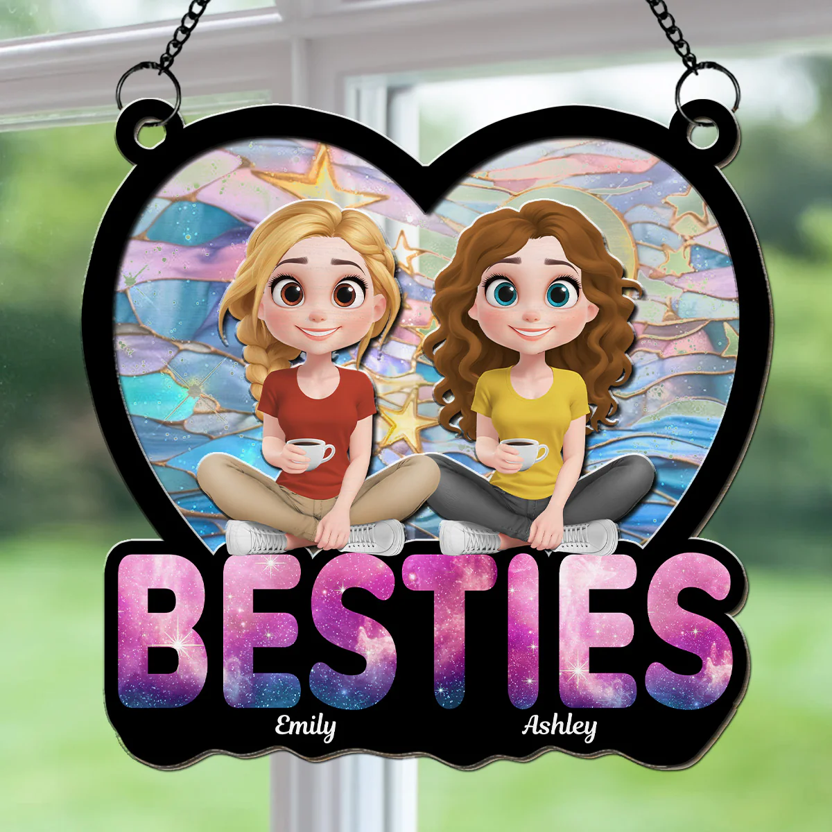 Stars And Moon - Personalized Custom Suncatcher