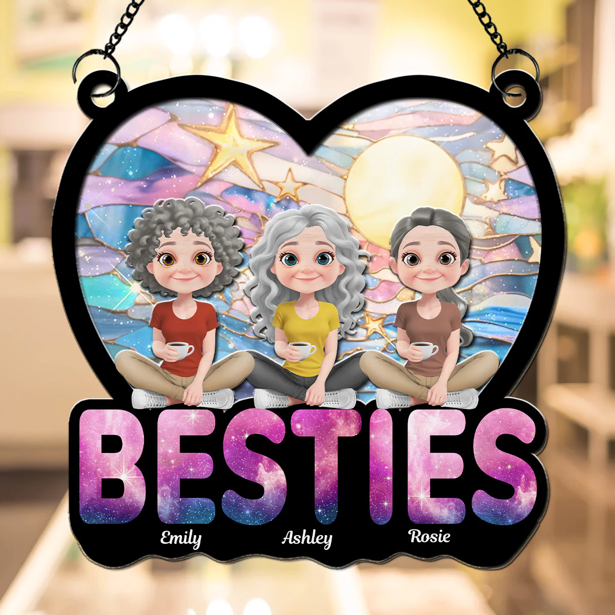 Stars And Moon - Personalized Custom Suncatcher - Image 4