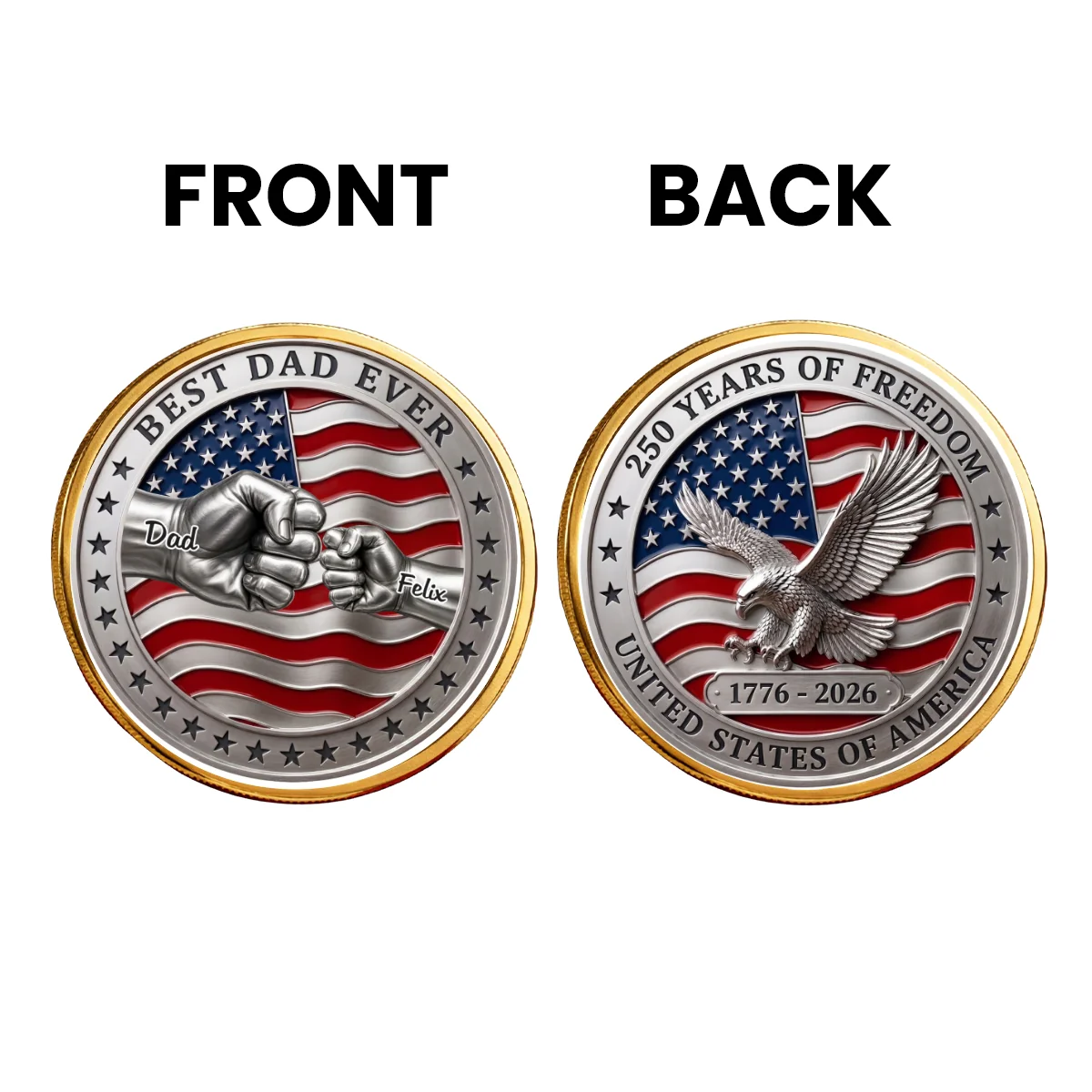 Stars And Stripes Dad - Personalized Custom Commemorative Keepsake Coin - Image 8