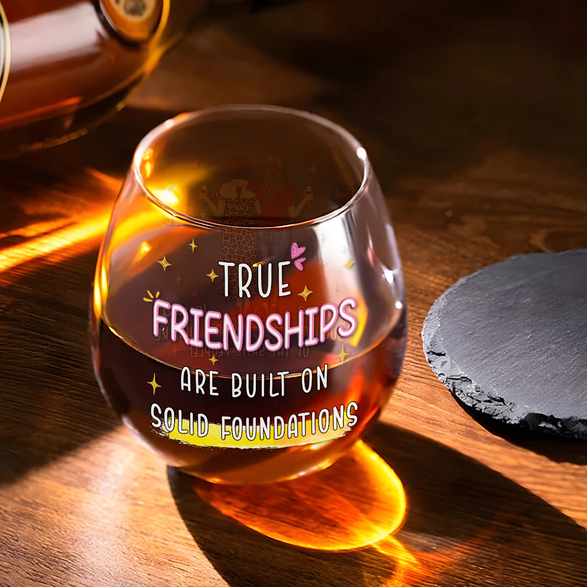 Strong Friendships Are Rooted In Trust And Fun - Personalized Custom Wine Glass - Image 2
