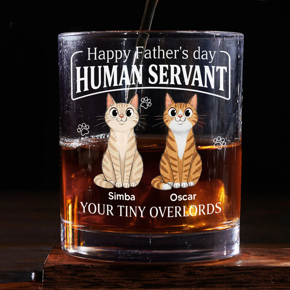 Stylized Cat Cartoon - Personalized Custom Whiskey Glass