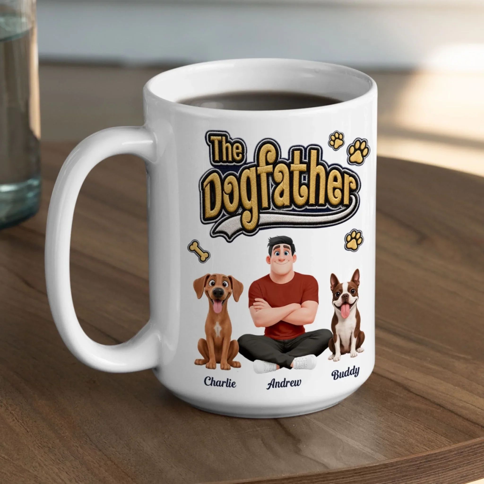Stylized Dad And His Dog - Personalized Custom 3D Effect Coffee Mug - Image 4