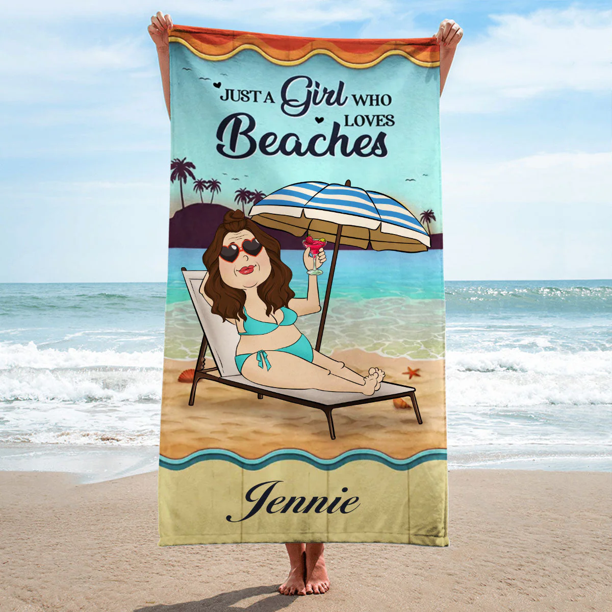Summer At The Beach - Personalized Custom Beach Towel - Image 2