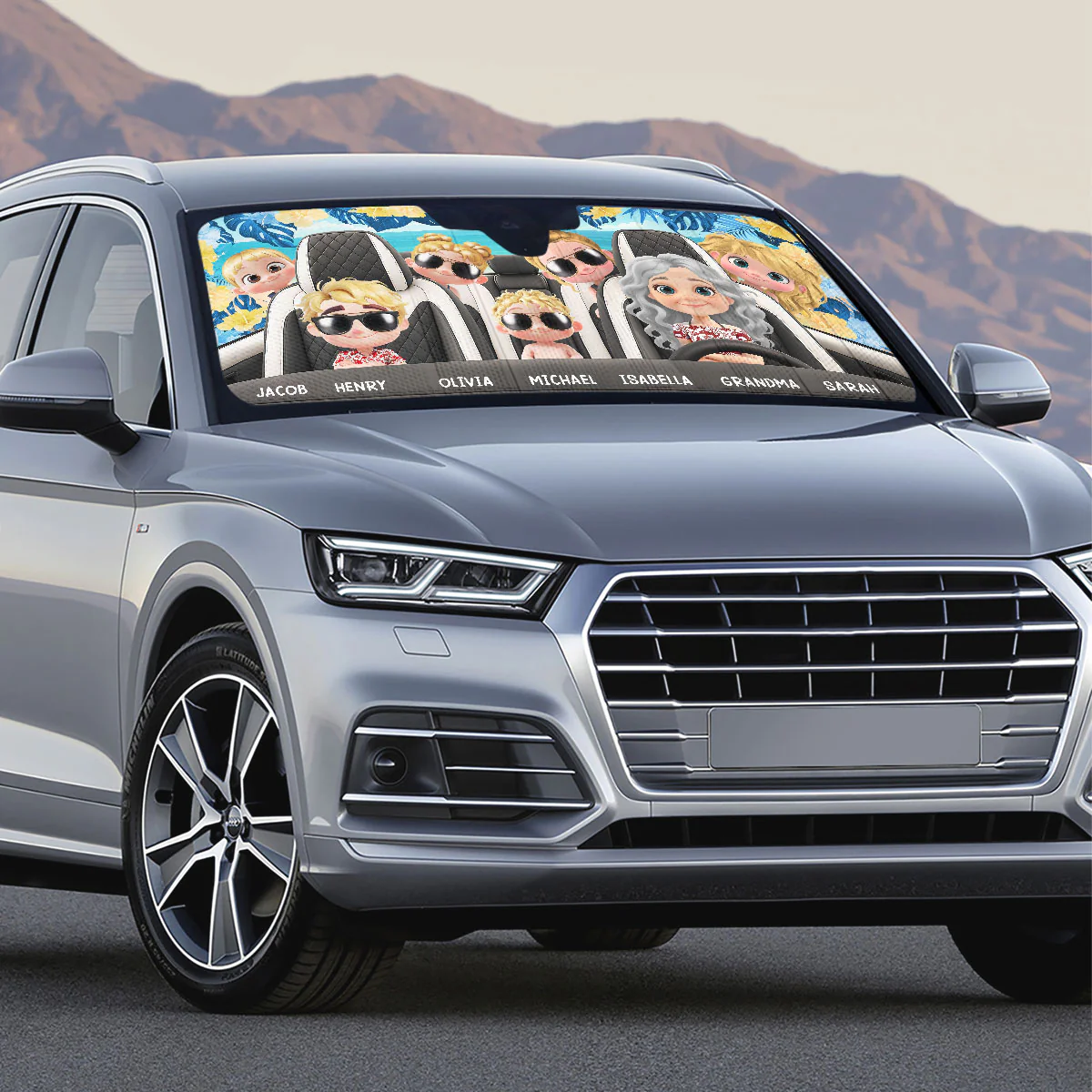 Summer With My Grandkids - Personalized Car Sunshade - Image 2