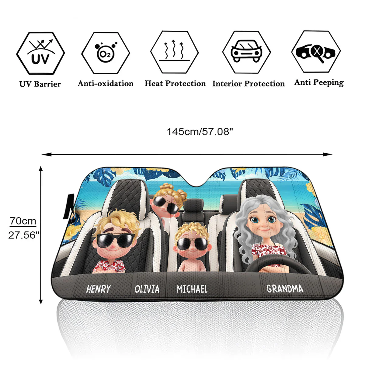 Summer With My Grandkids - Personalized Car Sunshade - Image 5