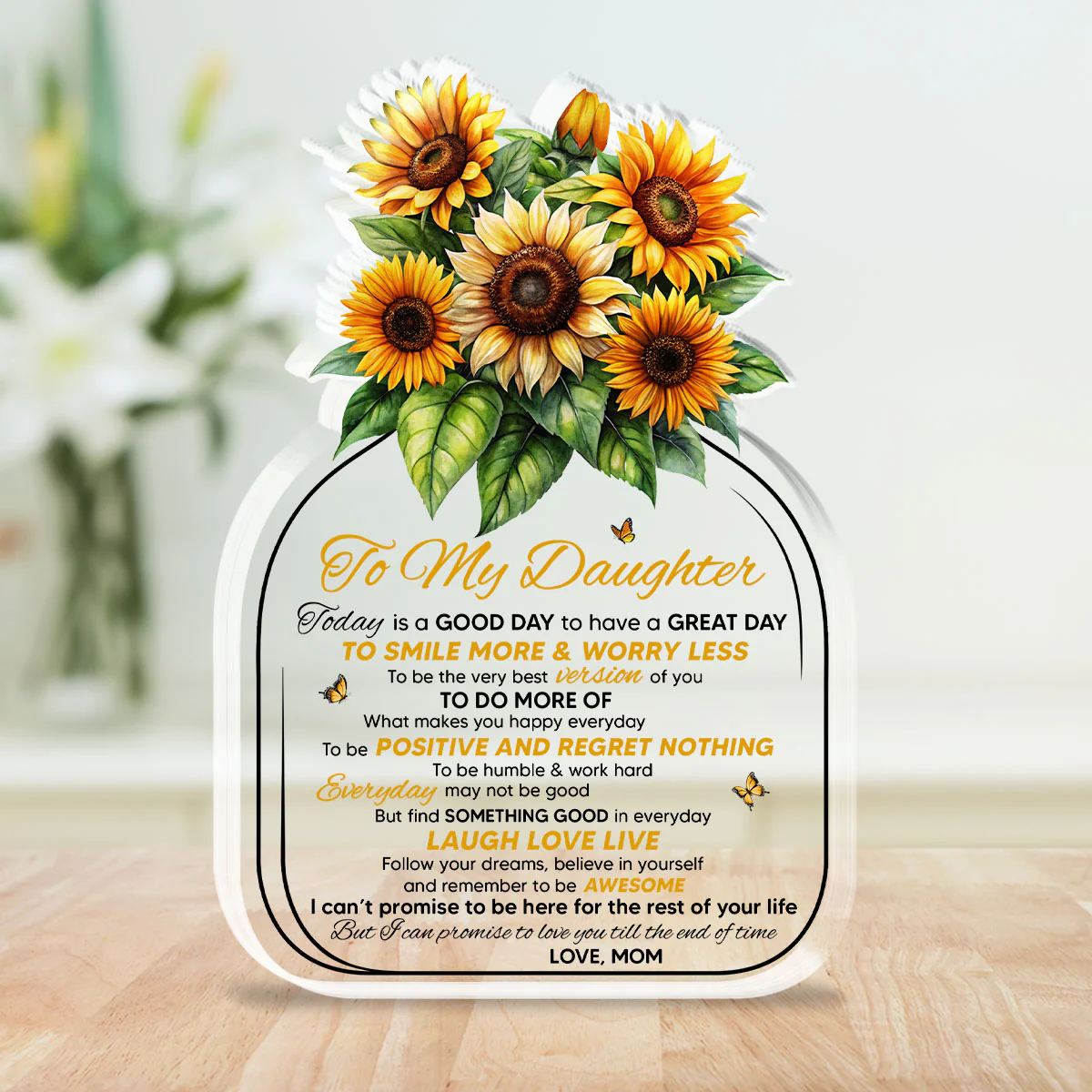 Sunflower Love Letter To Daughter - Personalized Custom Acrylic Plaque - Image 2