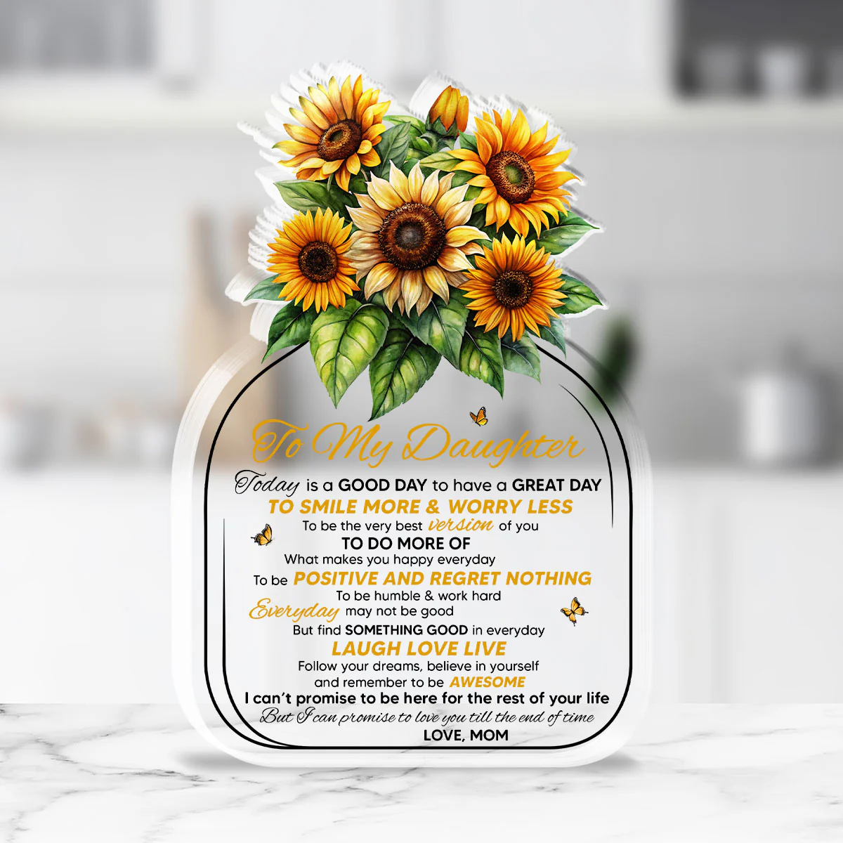 Sunflower Love Letter To Daughter - Personalized Custom Acrylic Plaque - Image 4