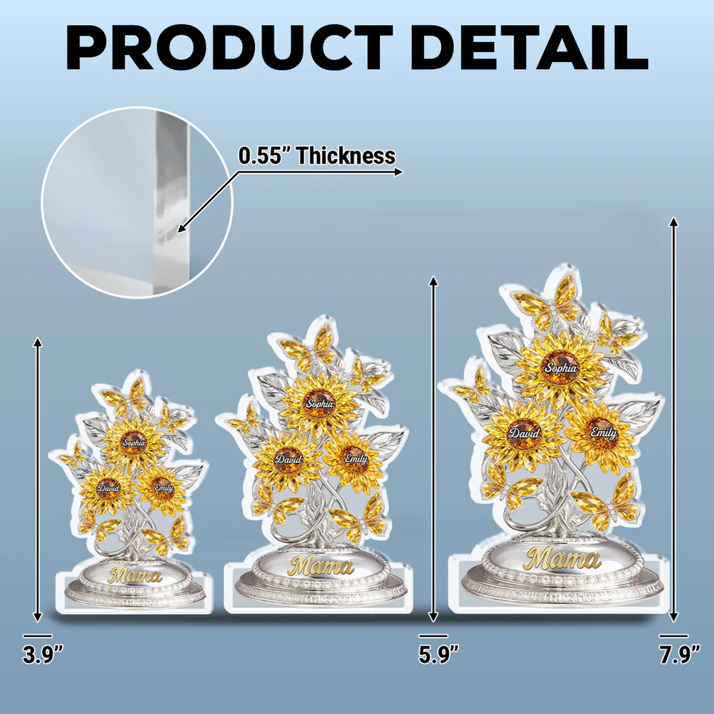Sunflowers Mom Grandma - Personalized Custom Acrylic Plaque - Image 6