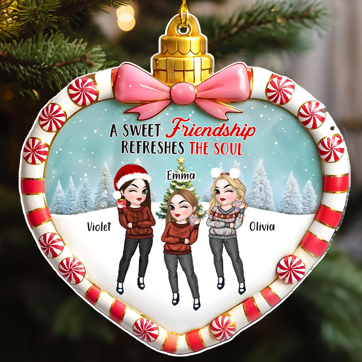 Sweet Friends - Personalized Custom Acrylic Ornament - Image 3