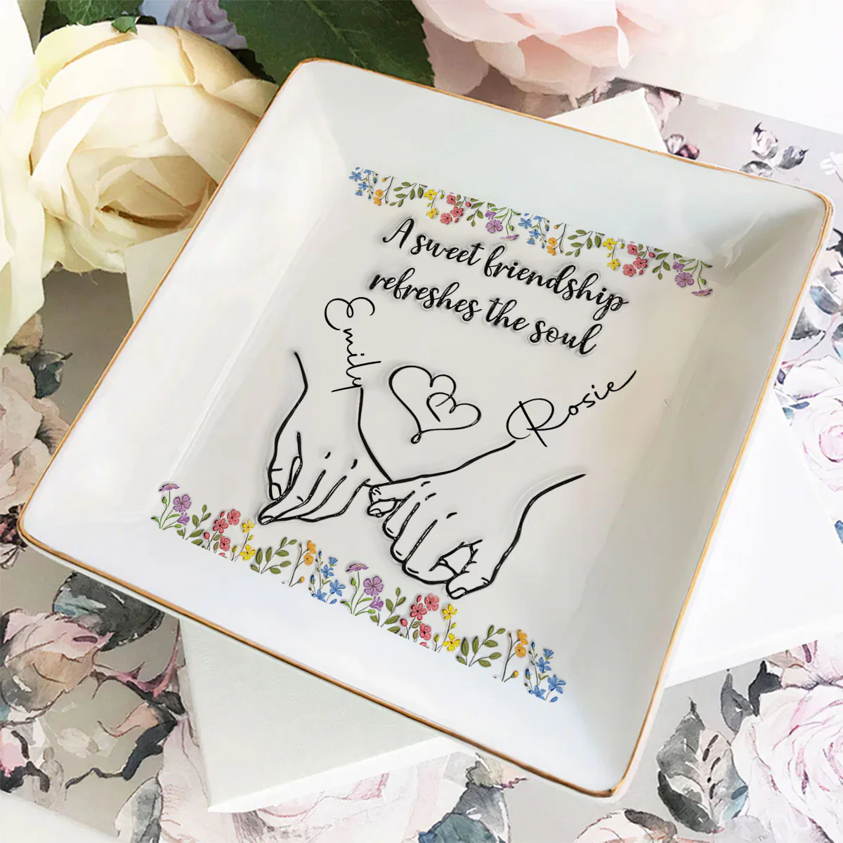 Sweet Friendship - Personalized Custom 3D Inflated Effect Jewelry Dish - Image 4