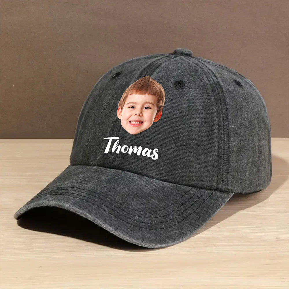 Sweet Little Love - Personalized Custom Vintage Washed Denim Cap - Image 4