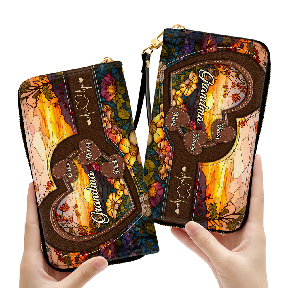 Sweethearts Of Grandma - Personalized Custom Leather Wallet - Image 5