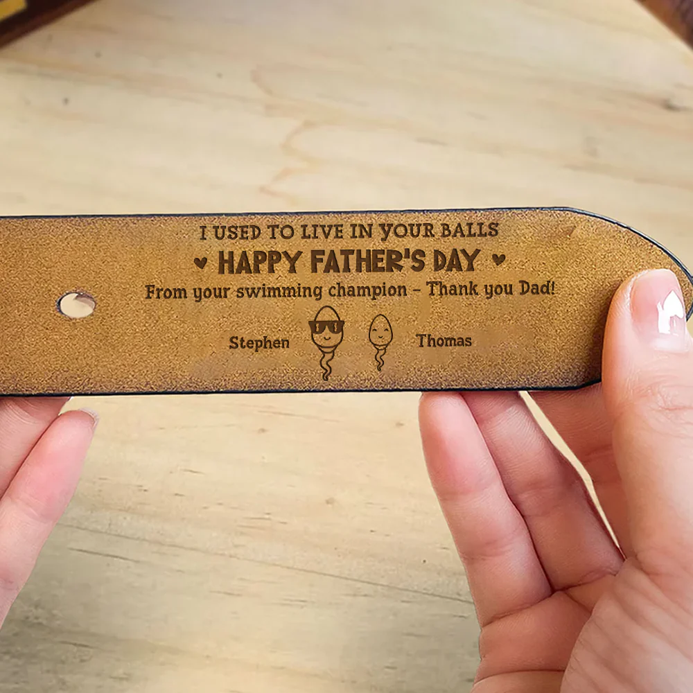 Swimming Champion - Personalized Engraved Leather Belt - Image 4