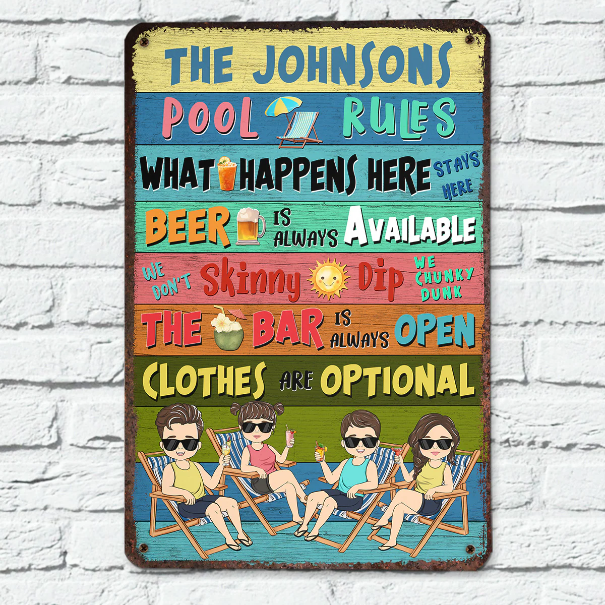 Swimming Pool Rules Stays Here - Personalized Custom Metal Sign - Image 3