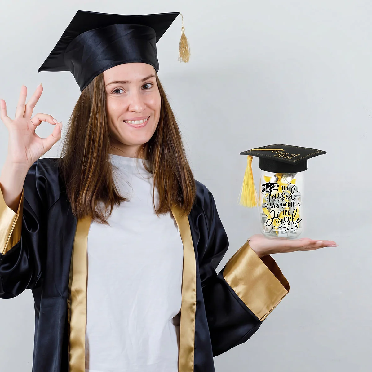 Tassel Worth Hassle - Personalized Custom Graduation Mason Jar Light - Image 3
