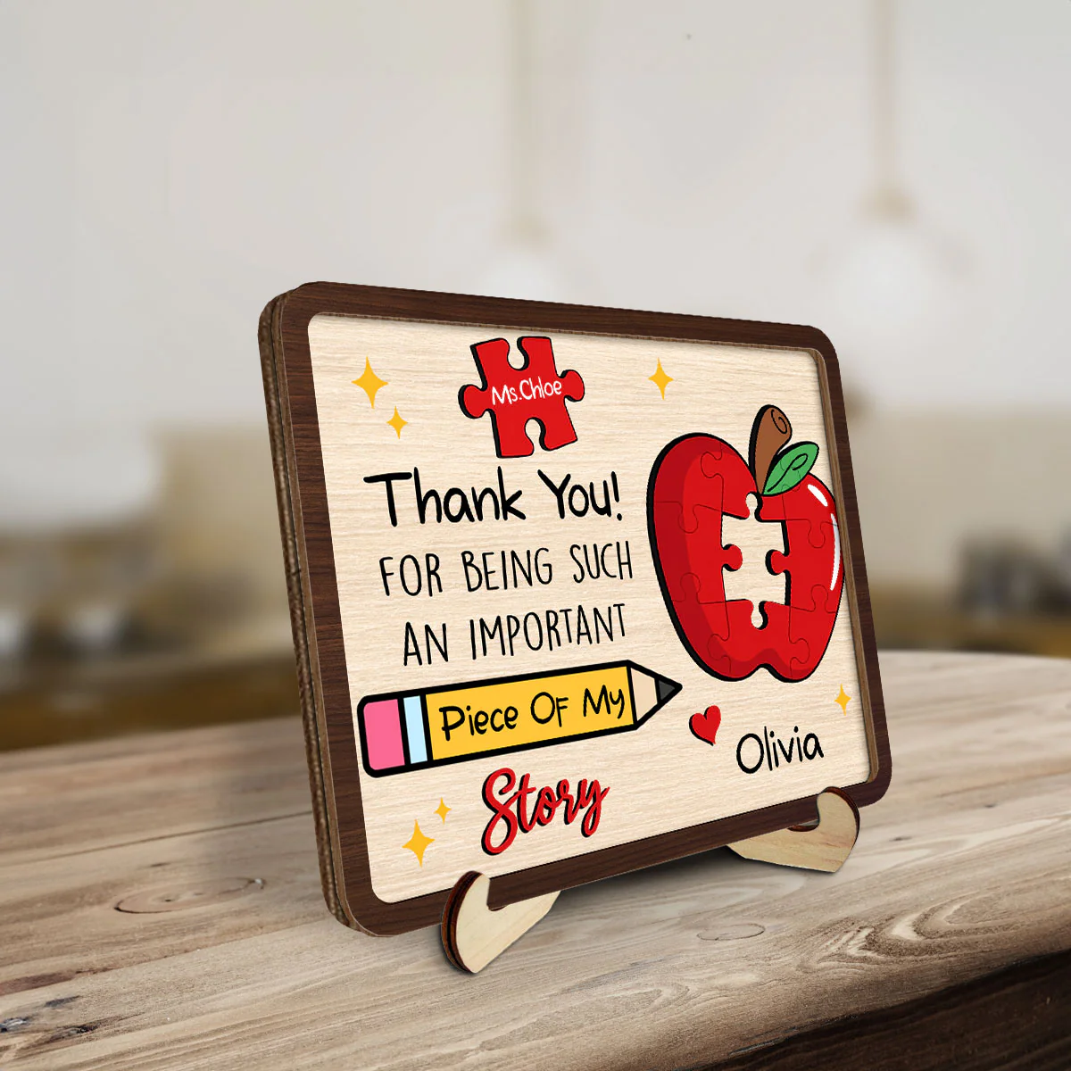 Teaching From The Heart - Personalized Custom Wooden Plaque - Image 2
