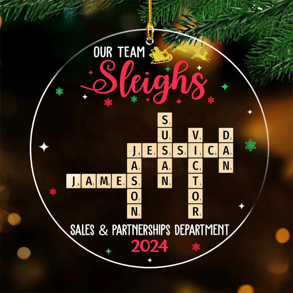 Team Sleighs - Personalized Custom Acrylic Ornament - Image 2