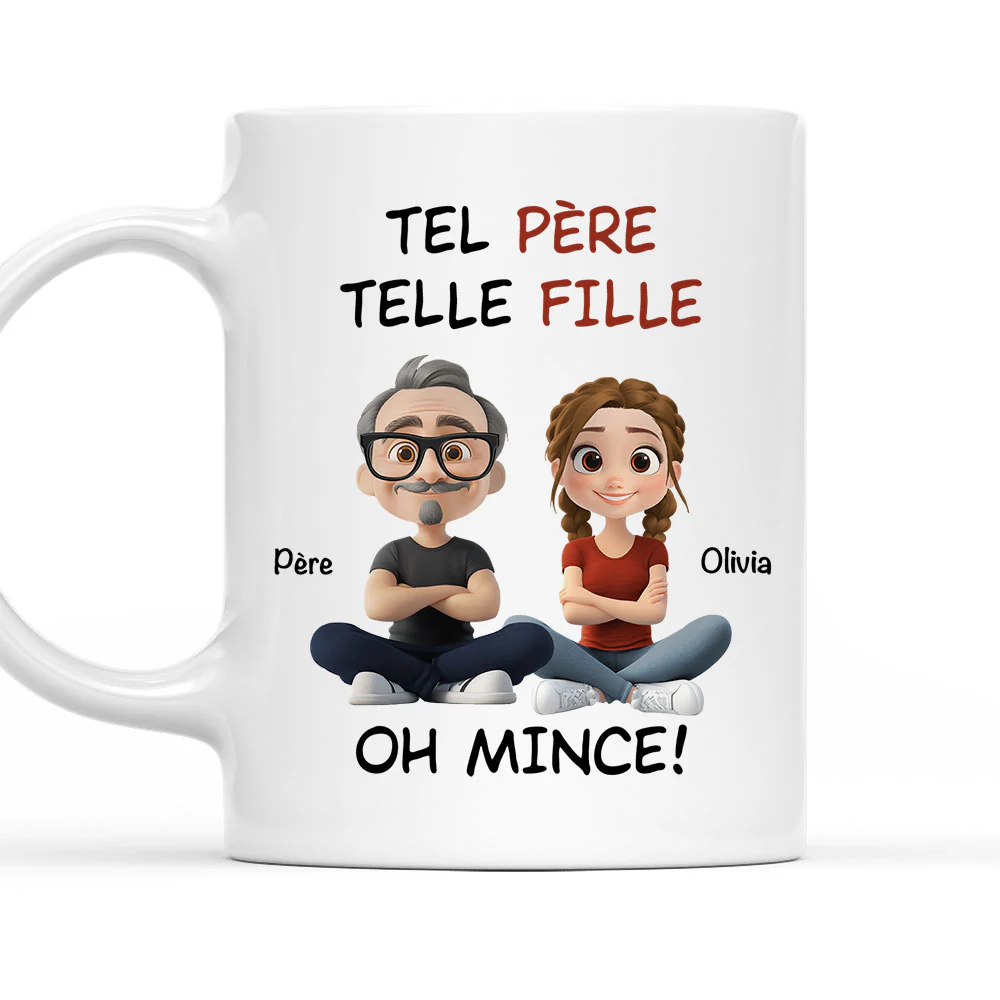 Tel Père Telle Fille Version Cartoon - Mug À Café Personnalisé Et Sur Mesure