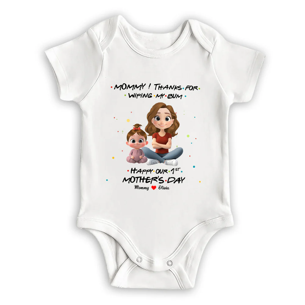 Thank Mommy For Wiping My Bum - Personalized Custom Baby Onesie