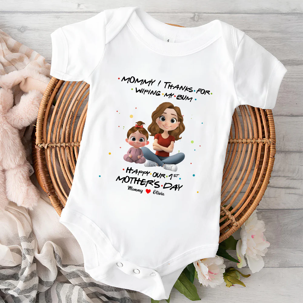 Thank Mommy For Wiping My Bum - Personalized Custom Baby Onesie - Image 2