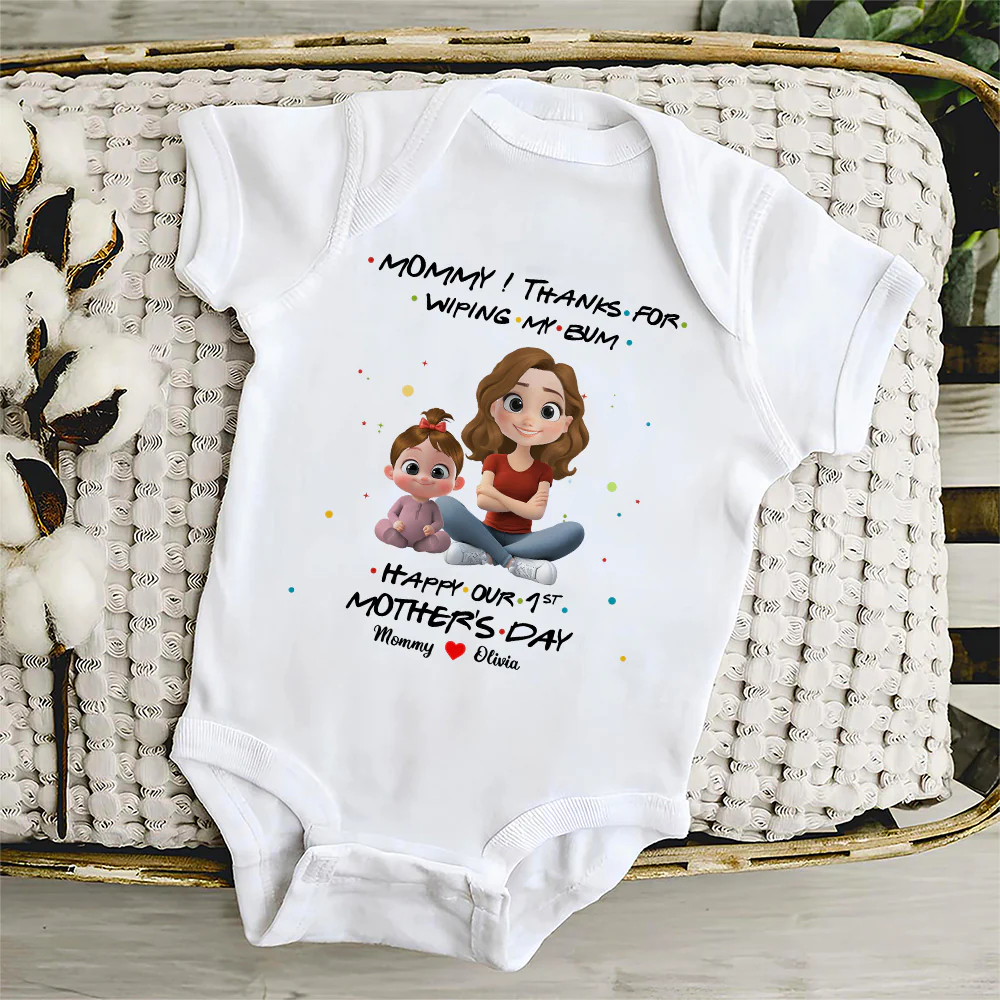 Thank Mommy For Wiping My Bum - Personalized Custom Baby Onesie - Image 4