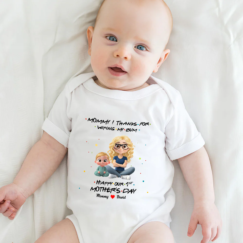 Thank Mommy For Wiping My Bum - Personalized Custom Baby Onesie - Image 5