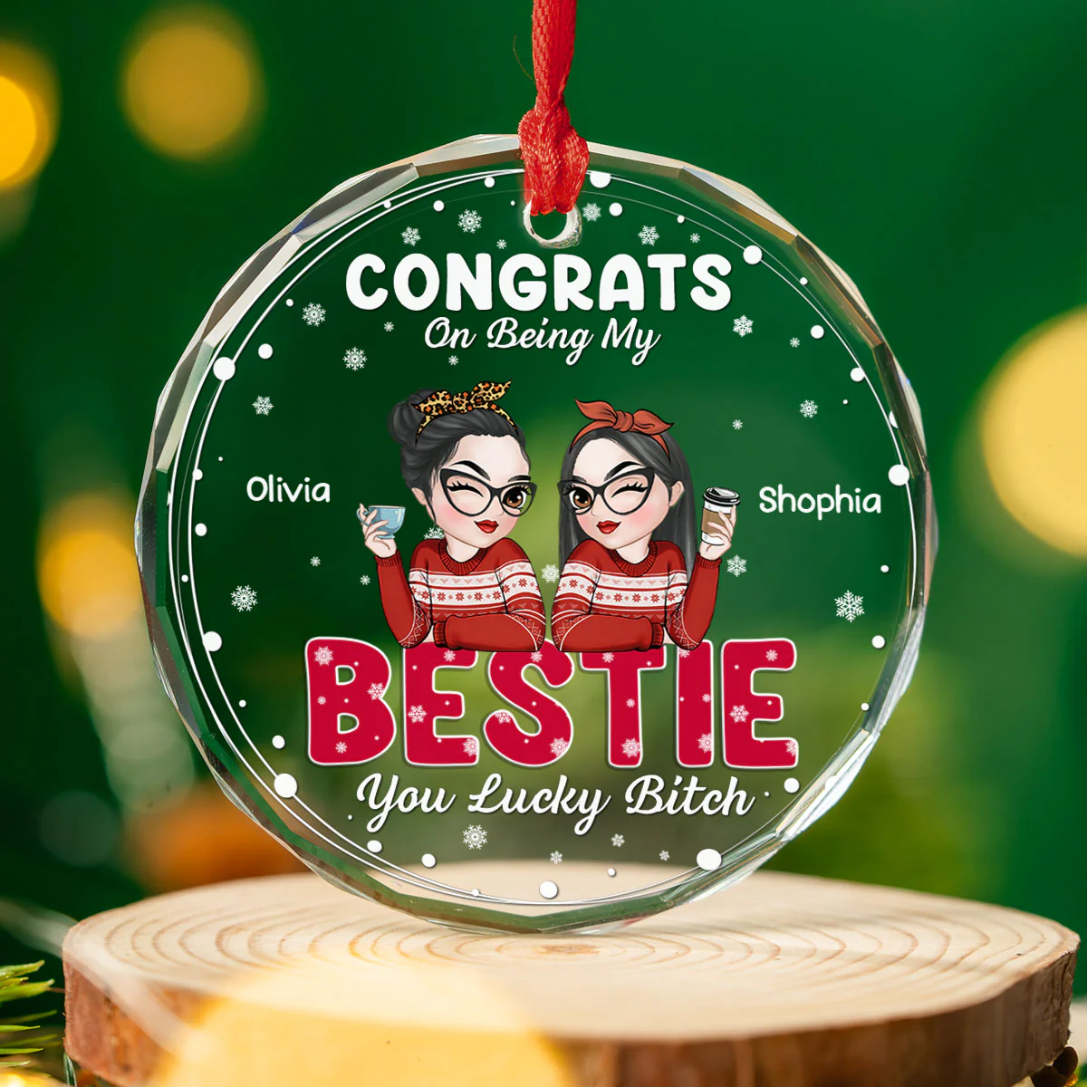 Thank You For Being My Bestie - Personalized Custom Glass Ornament - Image 2
