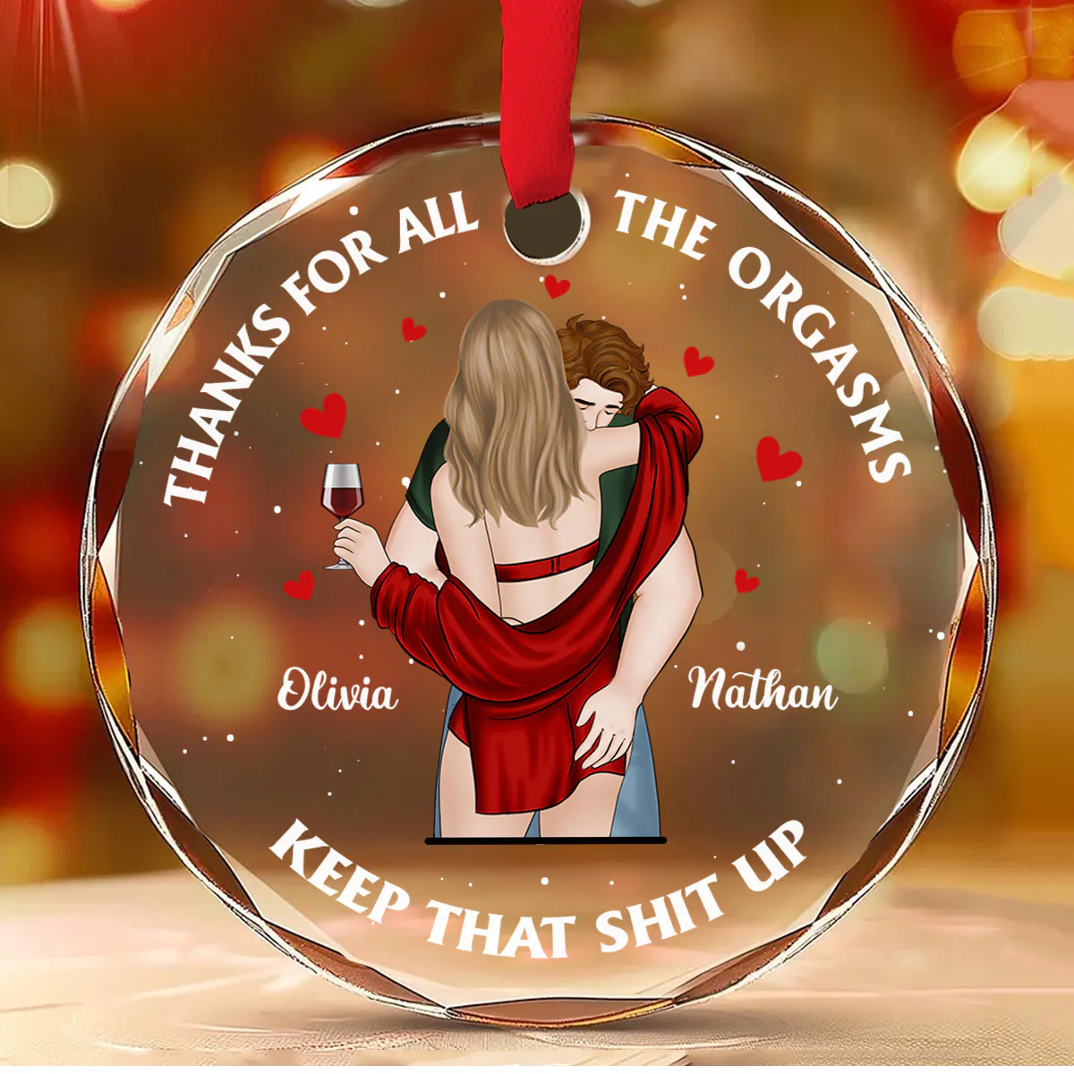 Thank You For All The Orgasms - Personalized Custom Glass Ornament - Image 2