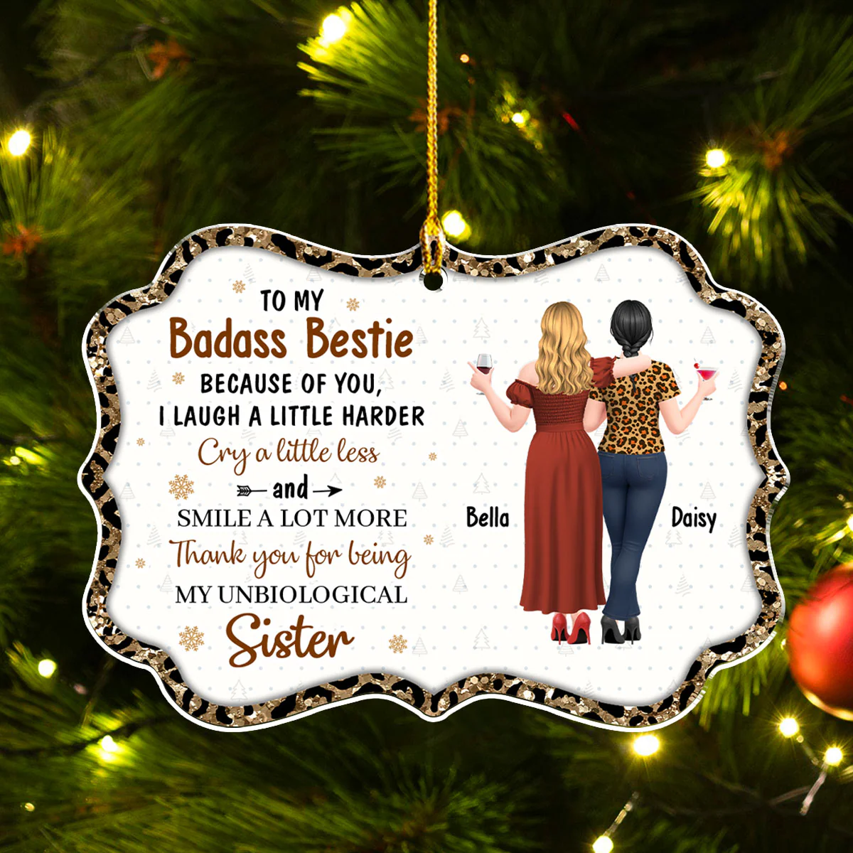 Thank You for Being My Unbiological Sister - Personalized Custom Acrylic Ornament - Image 2