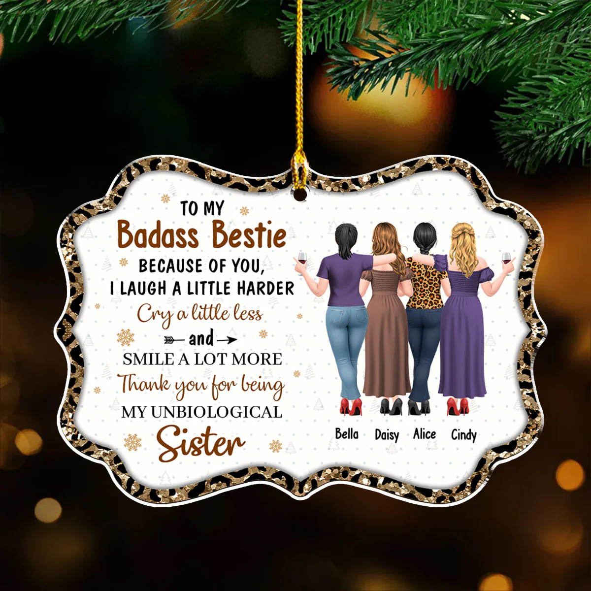 Thank You for Being My Unbiological Sister - Personalized Custom Acrylic Ornament - Image 3