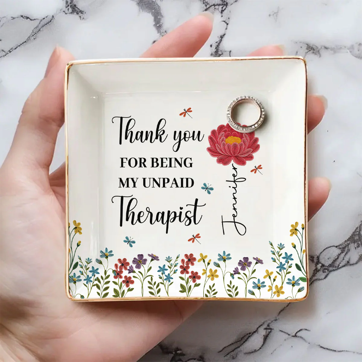 Thank You For Being My Unpaid Therapist - Personalized Custom Jewelry Dish - Image 4