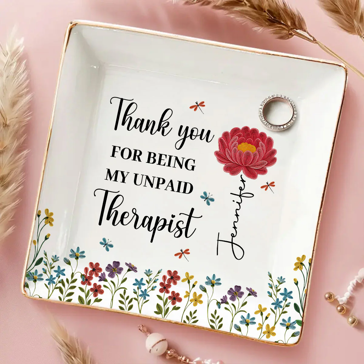 Thank You For Being My Unpaid Therapist - Personalized Custom Jewelry Dish - Image 5