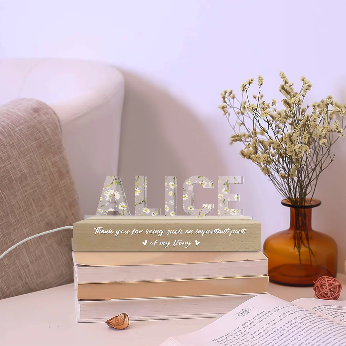 Thank You For Being Such An Important Part Of My Story - Personalized Custom Acrylic Letters 3D LED Night Light - Image 4