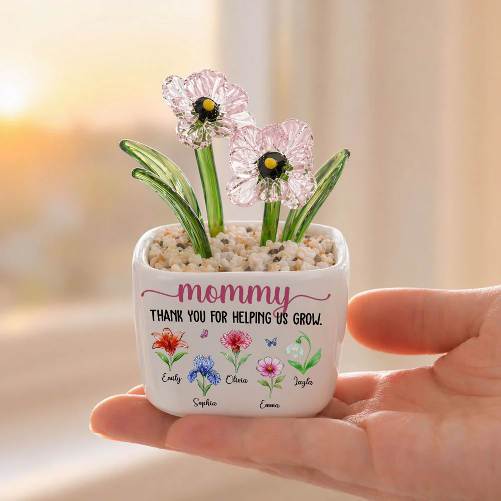 Thank You For Helping Me Grow - Personalized Custom Glass Birth Month Flower