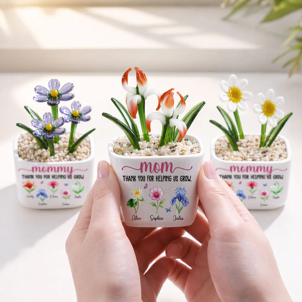 Thank You For Helping Me Grow - Personalized Custom Glass Birth Month Flower - Image 5