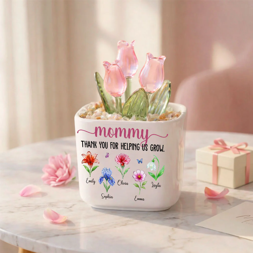 Thank You For Helping Me Grow - Personalized Custom Glass Everlasting Tulips - Image 5