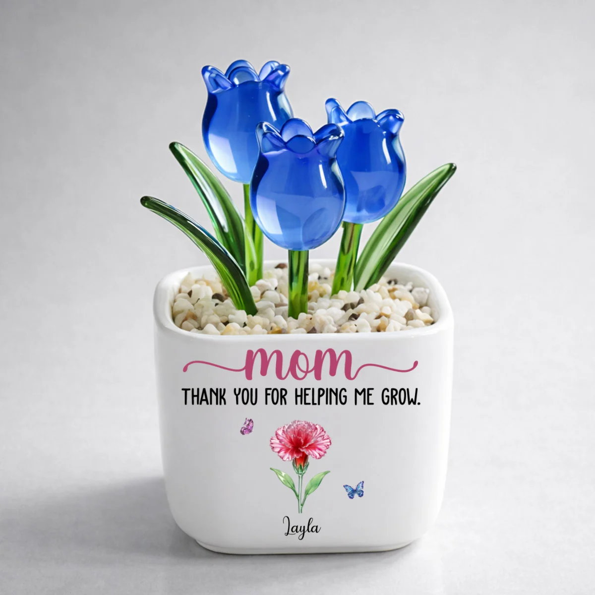 Thank You For Helping Me Grow - Personalized Custom Glass Everlasting Tulips - Image 8