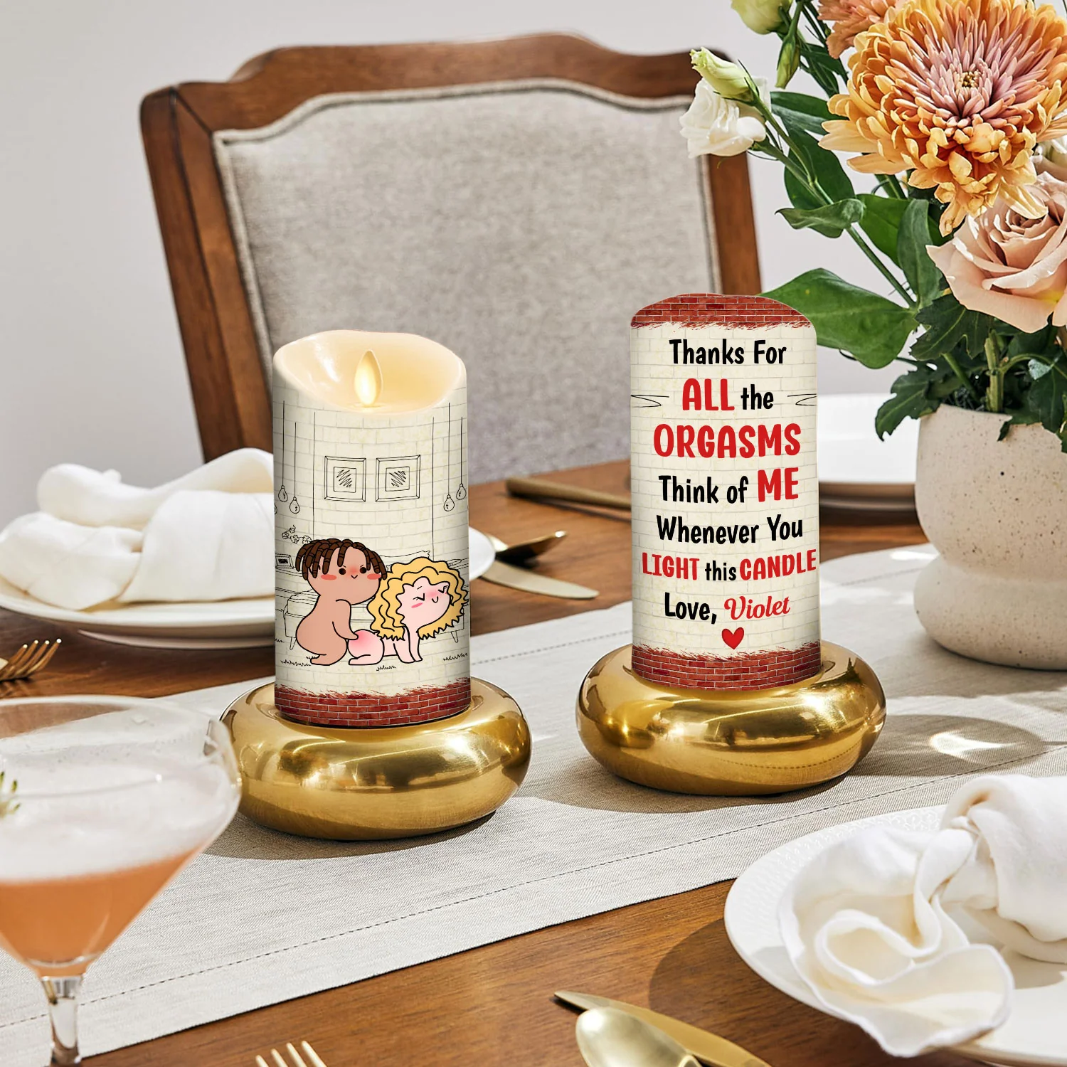 Thank You My Love - Personalized Custom LED Candle - Image 3