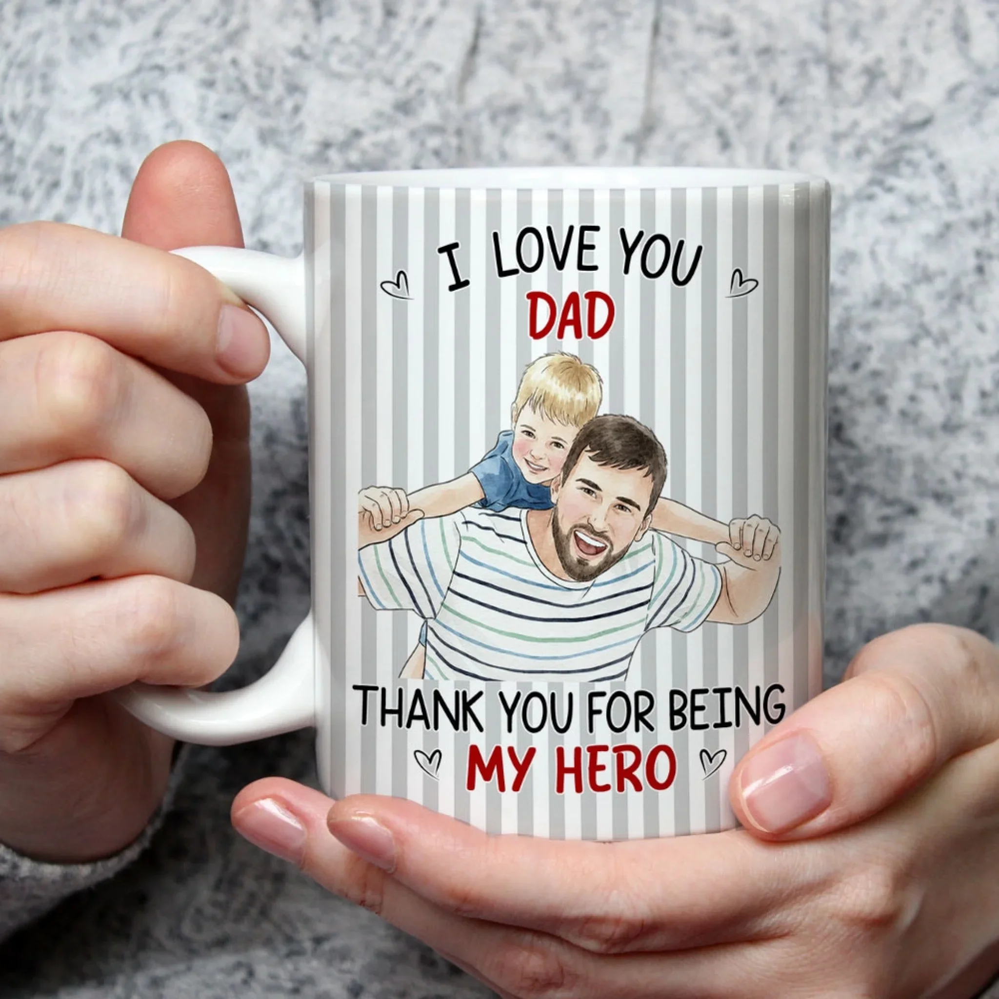 Thanks Dad For Being Our Hero - Personalized Custom Coffee Mug - Image 2