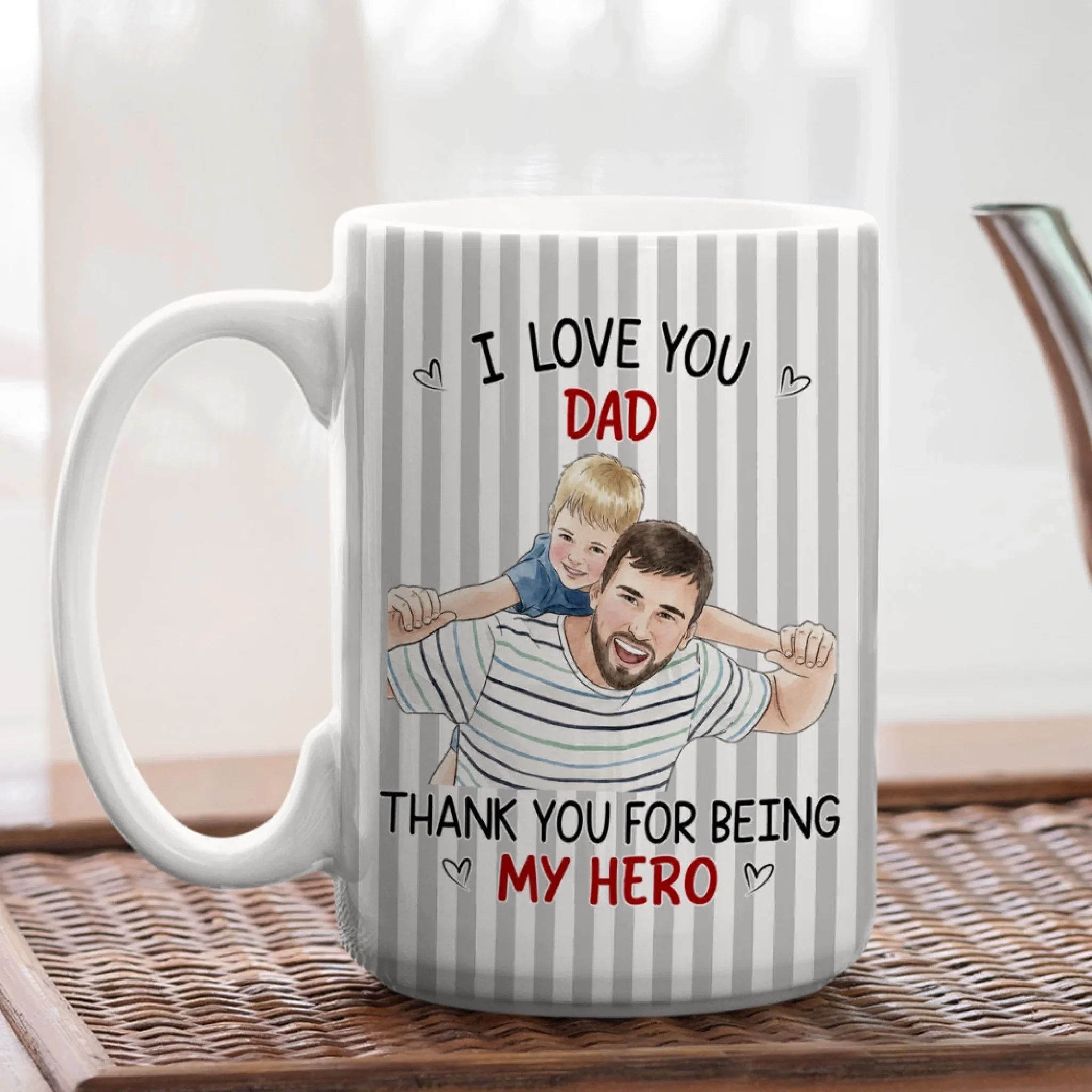 Thanks Dad For Being Our Hero - Personalized Custom Coffee Mug - Image 5