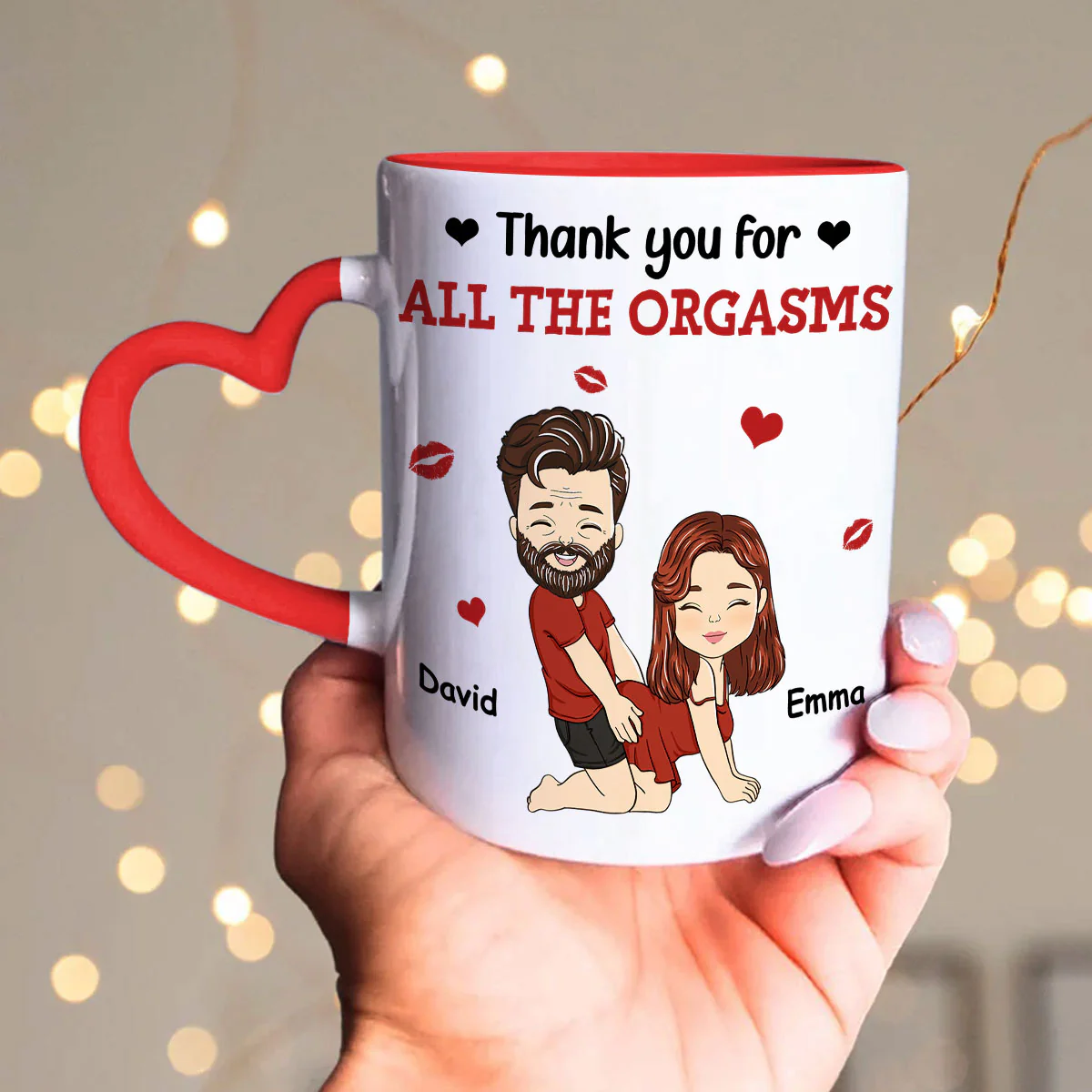 Thanks For All - Personalized Custom Heart Handle Mug - Image 5