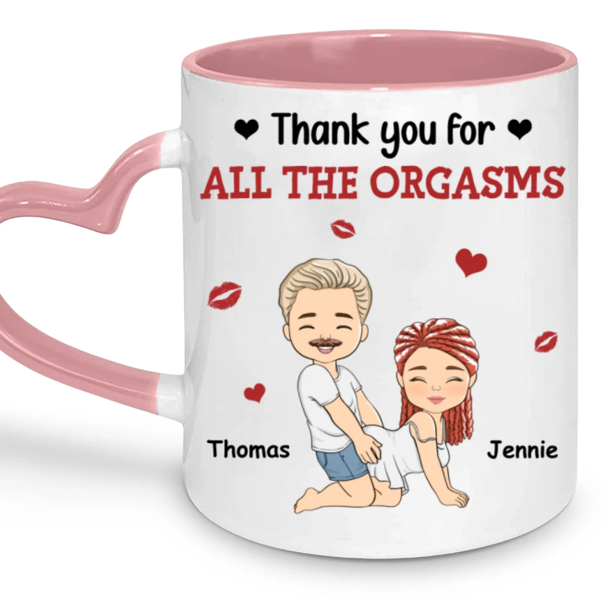 Thanks For All - Personalized Custom Heart Handle Mug - Image 7