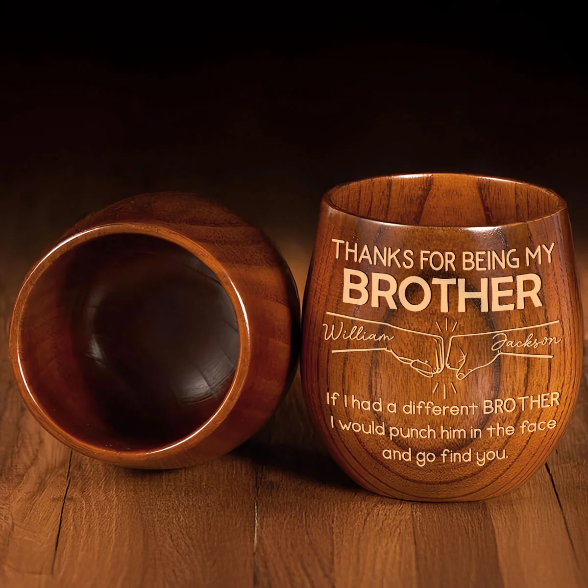 Thanks For Being My Brother - Personalized Custom Wooden Whiskey Glass - Image 4