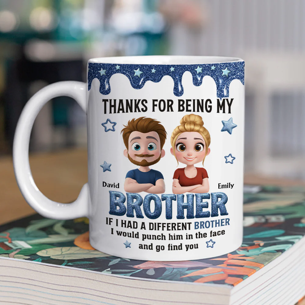 Thanks For Being My Brother - Personalized Custom Coffee Mug - Image 2