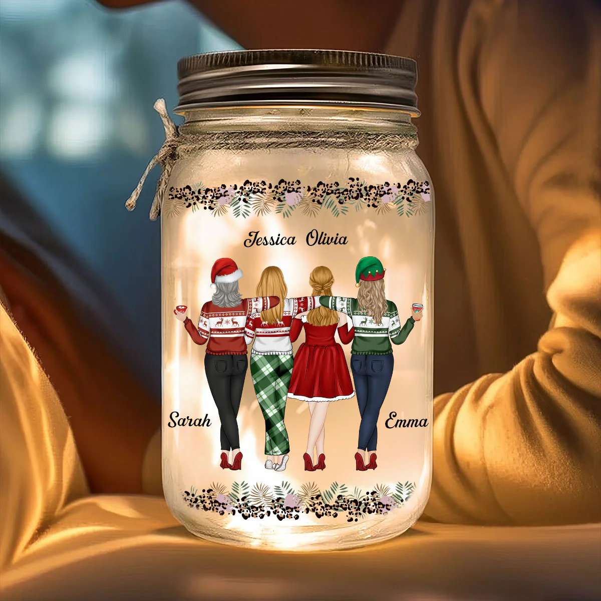 Thanks For Being My Unbiological Sister - Personalized Custom Mason Jar Light - Image 4
