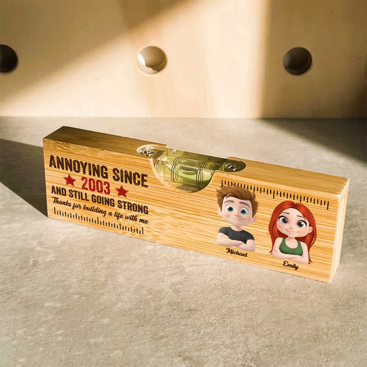 Thanks For Building A Life With Me - Personalized Custom Wooden Spirit Level Bottle Opener - Image 4