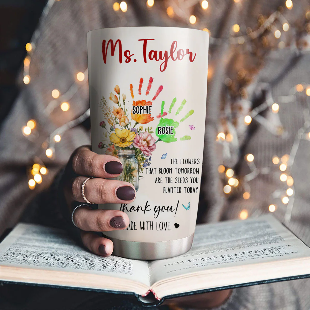 Thanks For Helping Me Grow - Personalized Custom Tumbler - Image 2