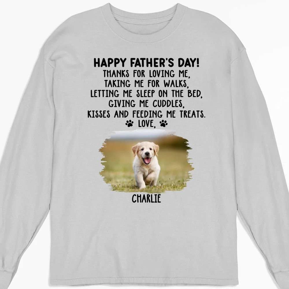 Thanks For Loving Us Dad Photo - Personalized Custom Long Sleeve T-shirt - Image 3