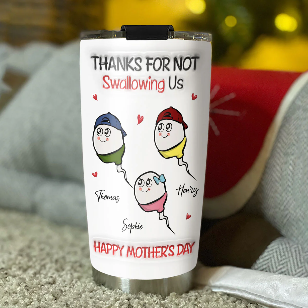 Thanks For Not Swallowing - Personalized Custom 3D Inflated Effect Tumbler - Image 6